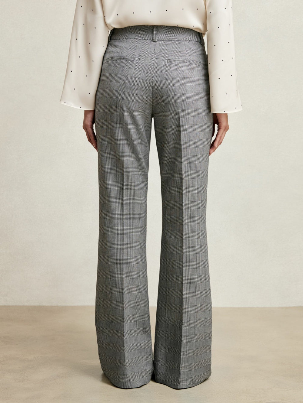 Check Flared Suit Trousers Grey | Womens