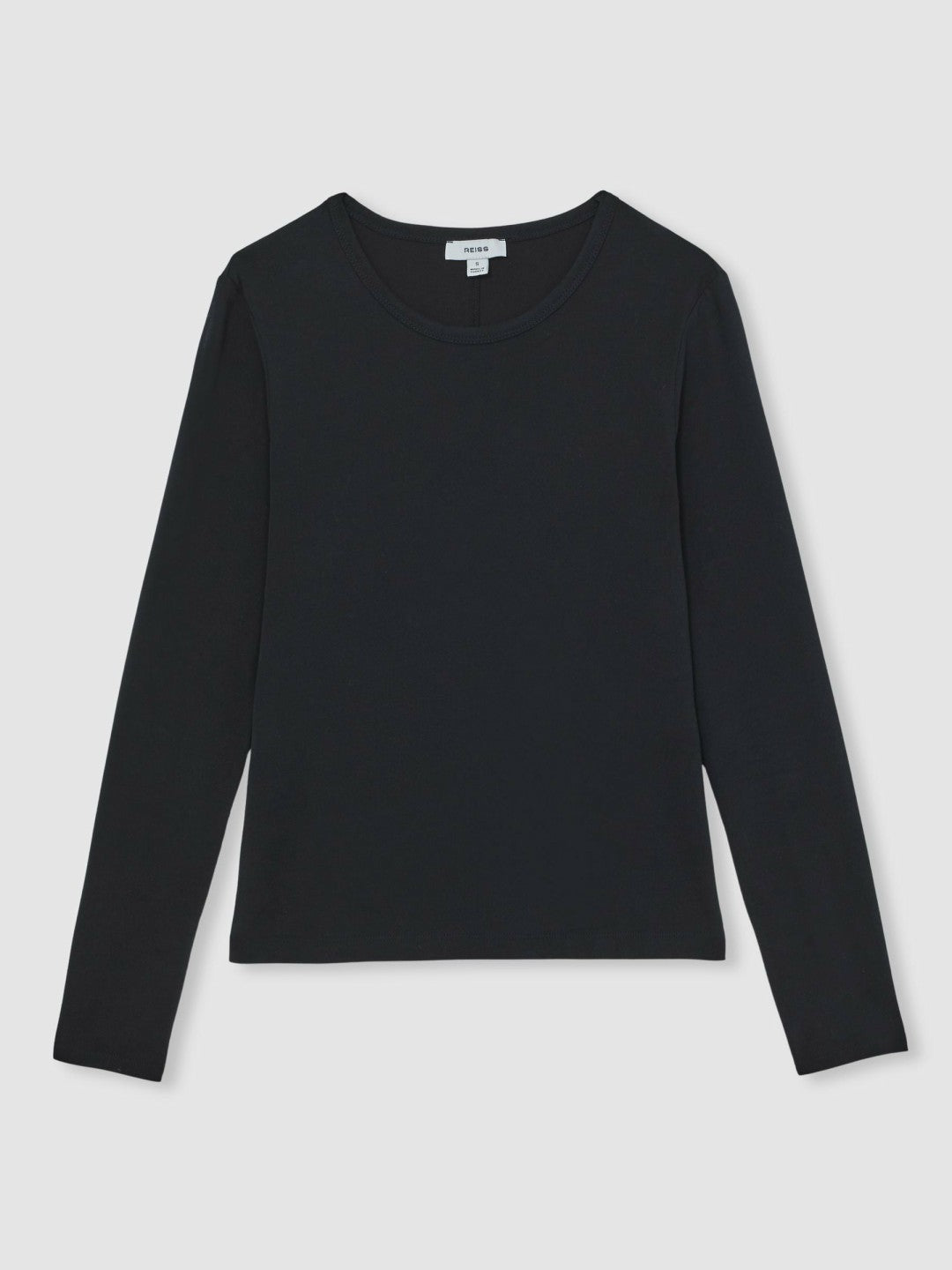 Cotton Crew-Neck Long-Sleeve T-Shirt With Stretch Black | Womens