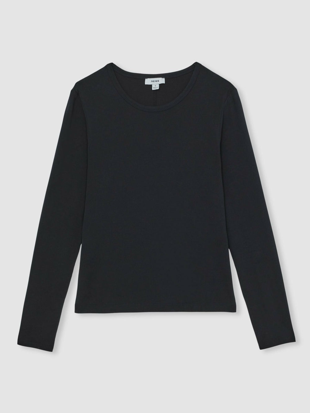 Cotton Crew-Neck Long-Sleeve T-Shirt With Stretch Black | Womens