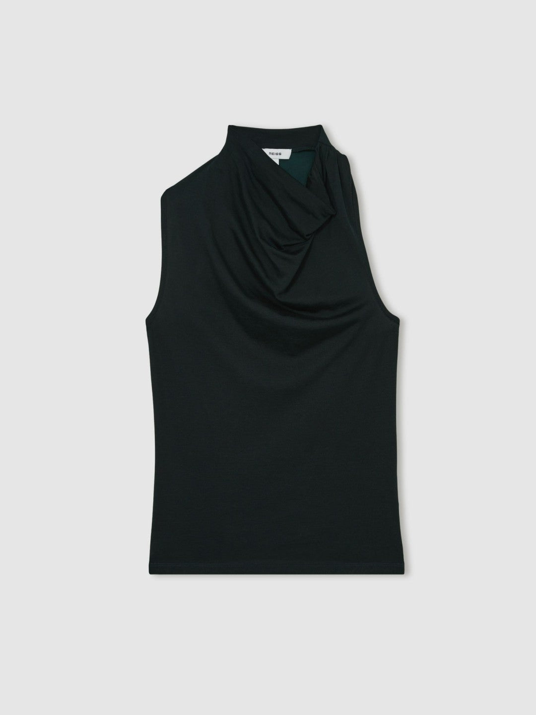 Cotton-Blend Cowl-Neck Sleeveless Top Green | Womens