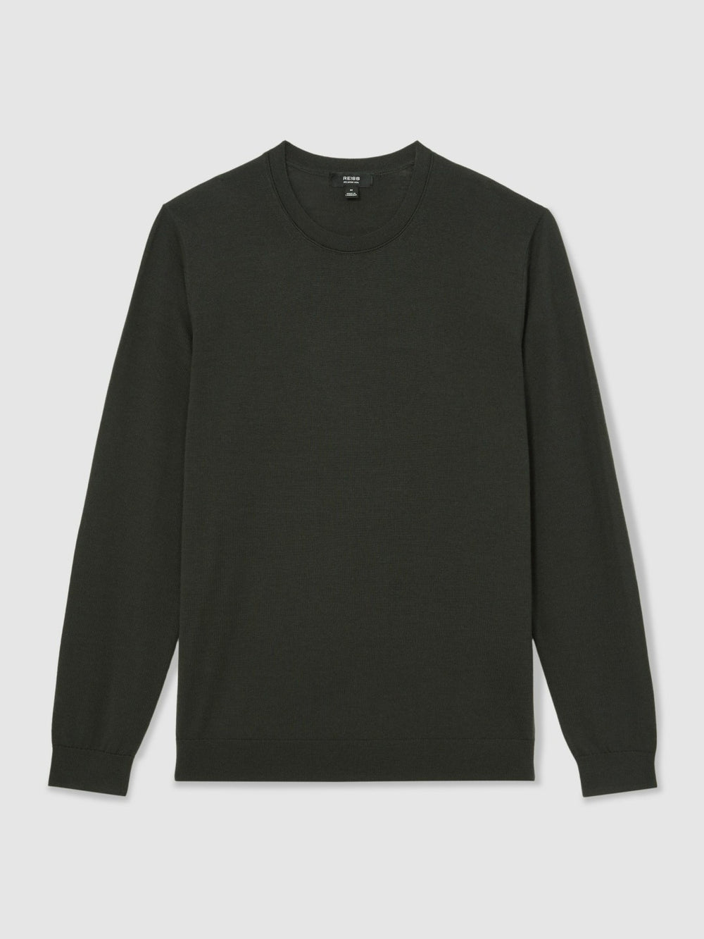 Merino Wool Crew Neck Jumper Dark Military Green | Mens