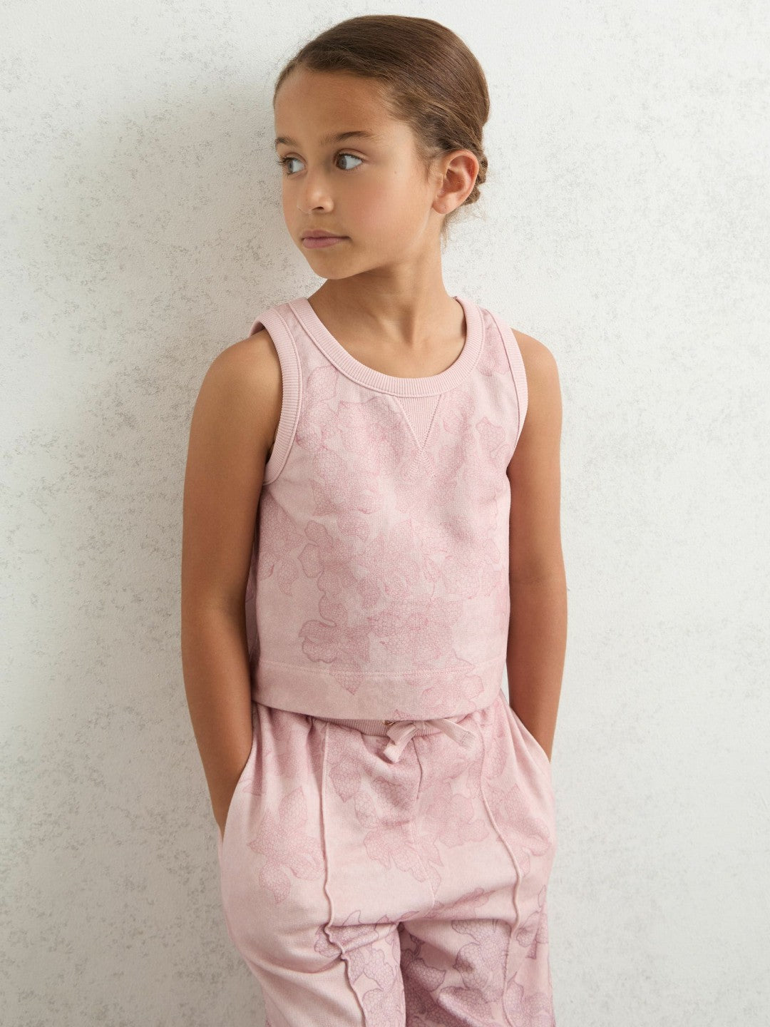 9-13 yrs Cotton Floral Vest and Joggers Set Pink Print | Children