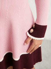 9-13 yrs Scallop-Trim Rib-Knit Dress Pink | Children