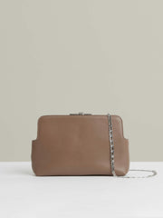 Leather Frame Clutch Bag Neutral | Womens
