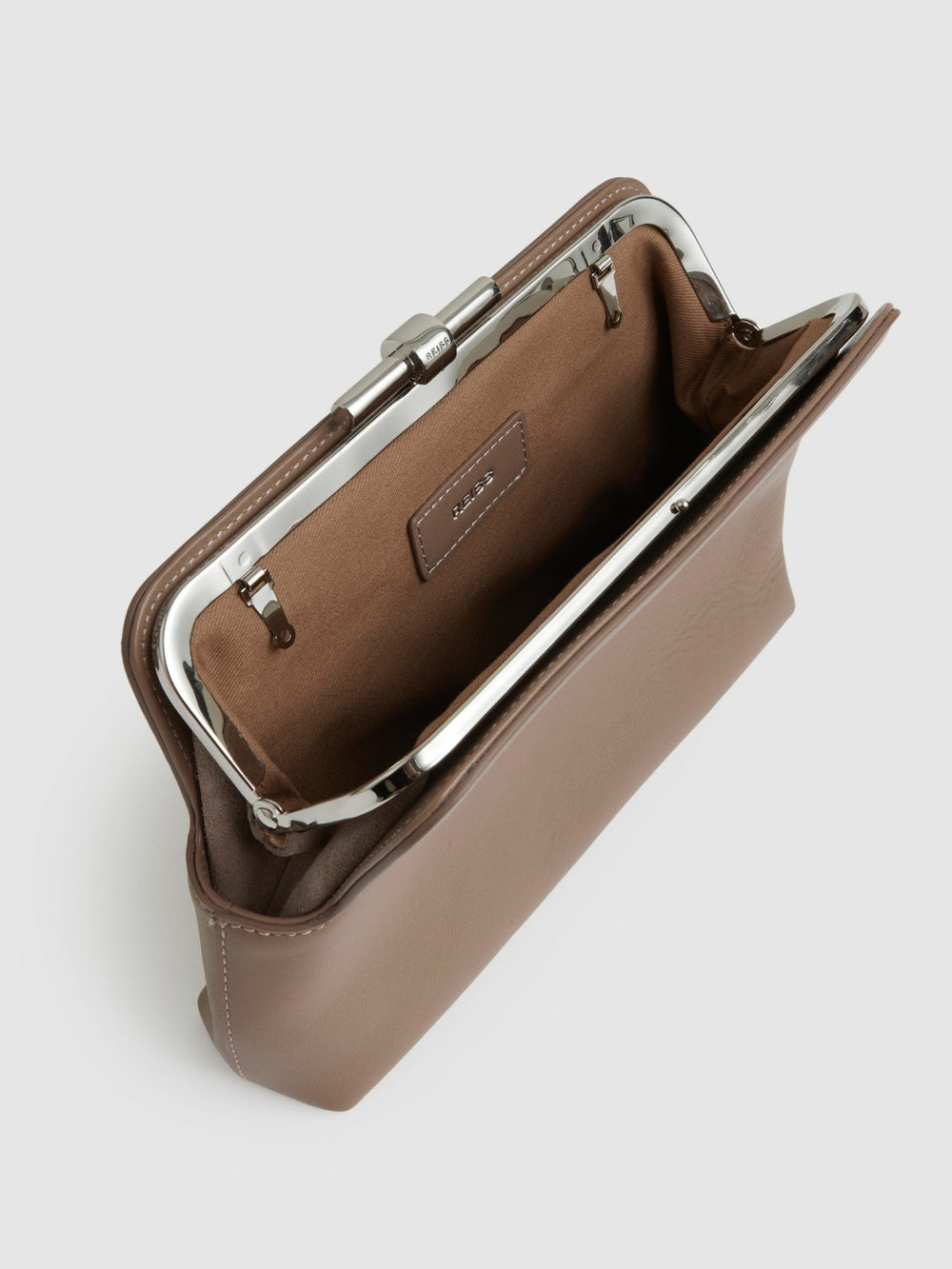 Leather Frame Clutch Bag Neutral | Womens
