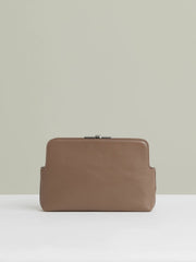 Leather Frame Clutch Bag Neutral | Womens