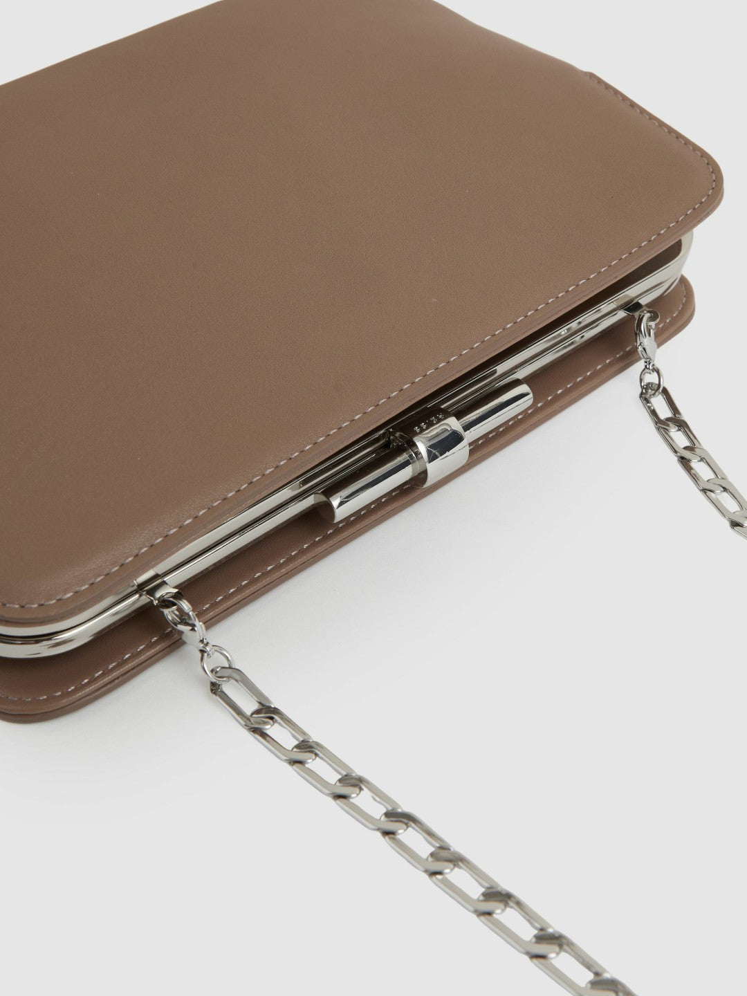 Leather Frame Clutch Bag Neutral | Womens