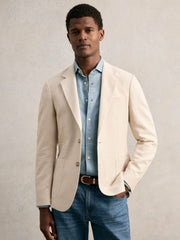 Slim Fit Single Breasted Textured Blazer with Cotton Stone | Mens