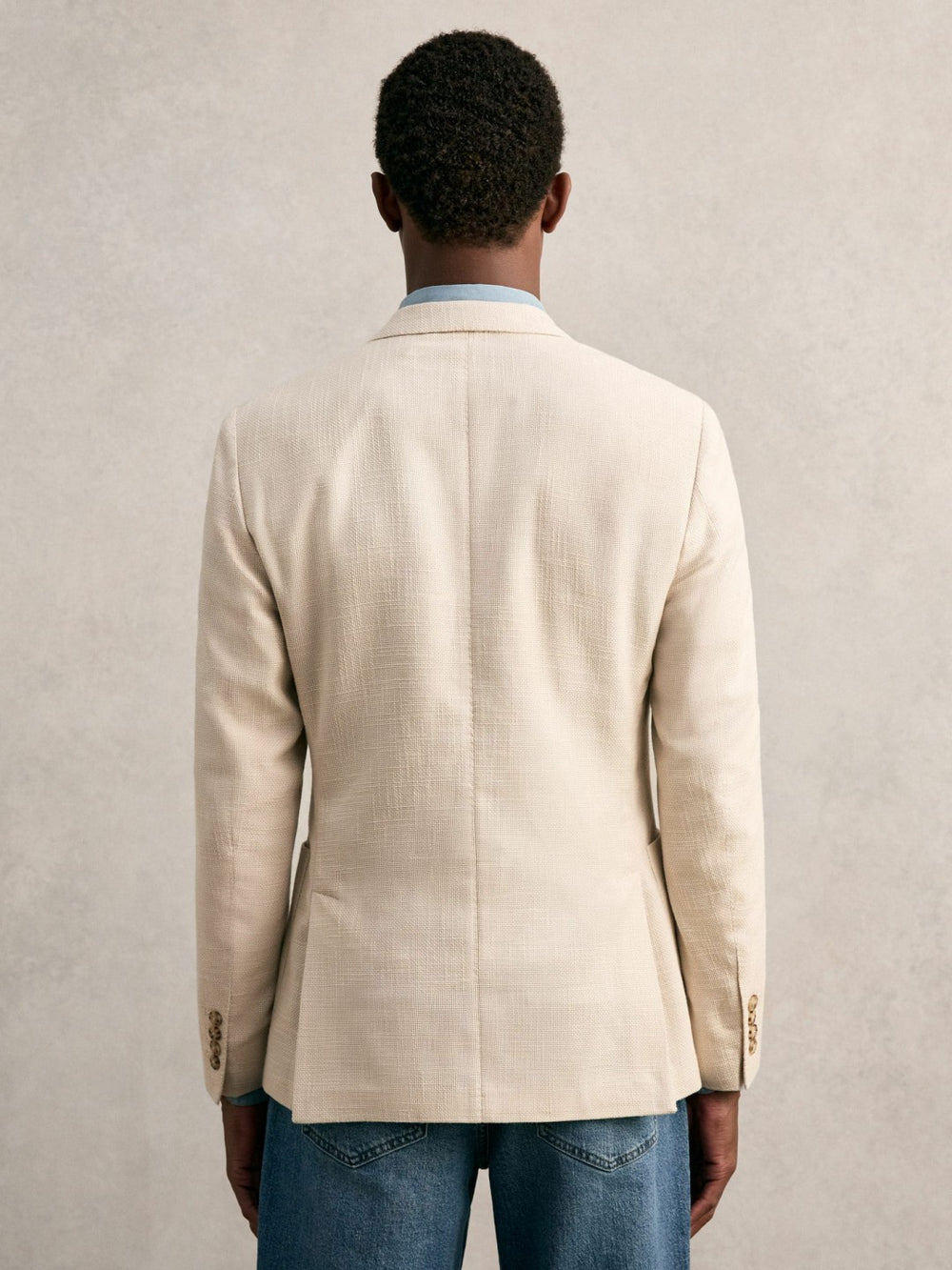 Slim Fit Single Breasted Textured Blazer with Cotton Stone | Mens