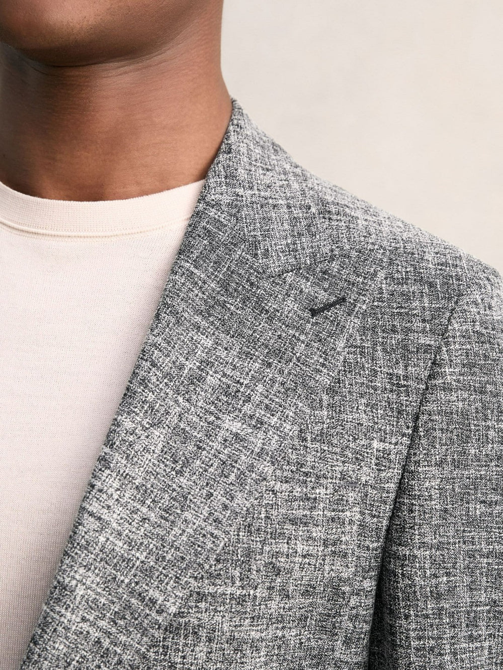 Single-Breasted Textured Mélange Blazer Slim-Fit Navy Melange | Mens