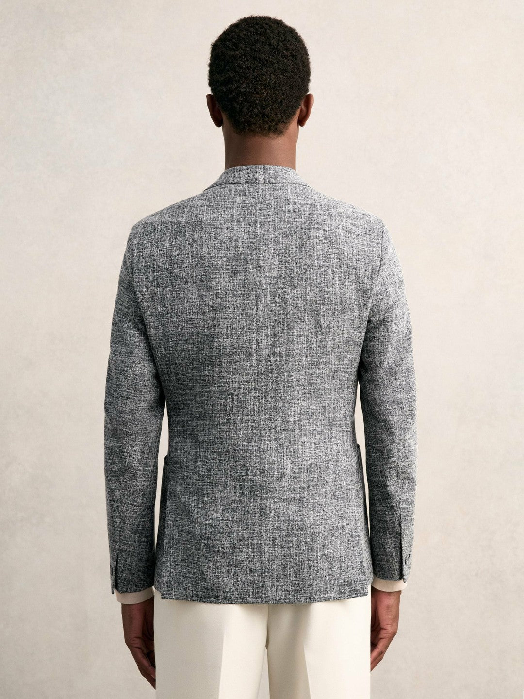 Single-Breasted Textured Mélange Blazer Slim-Fit Navy Melange | Mens