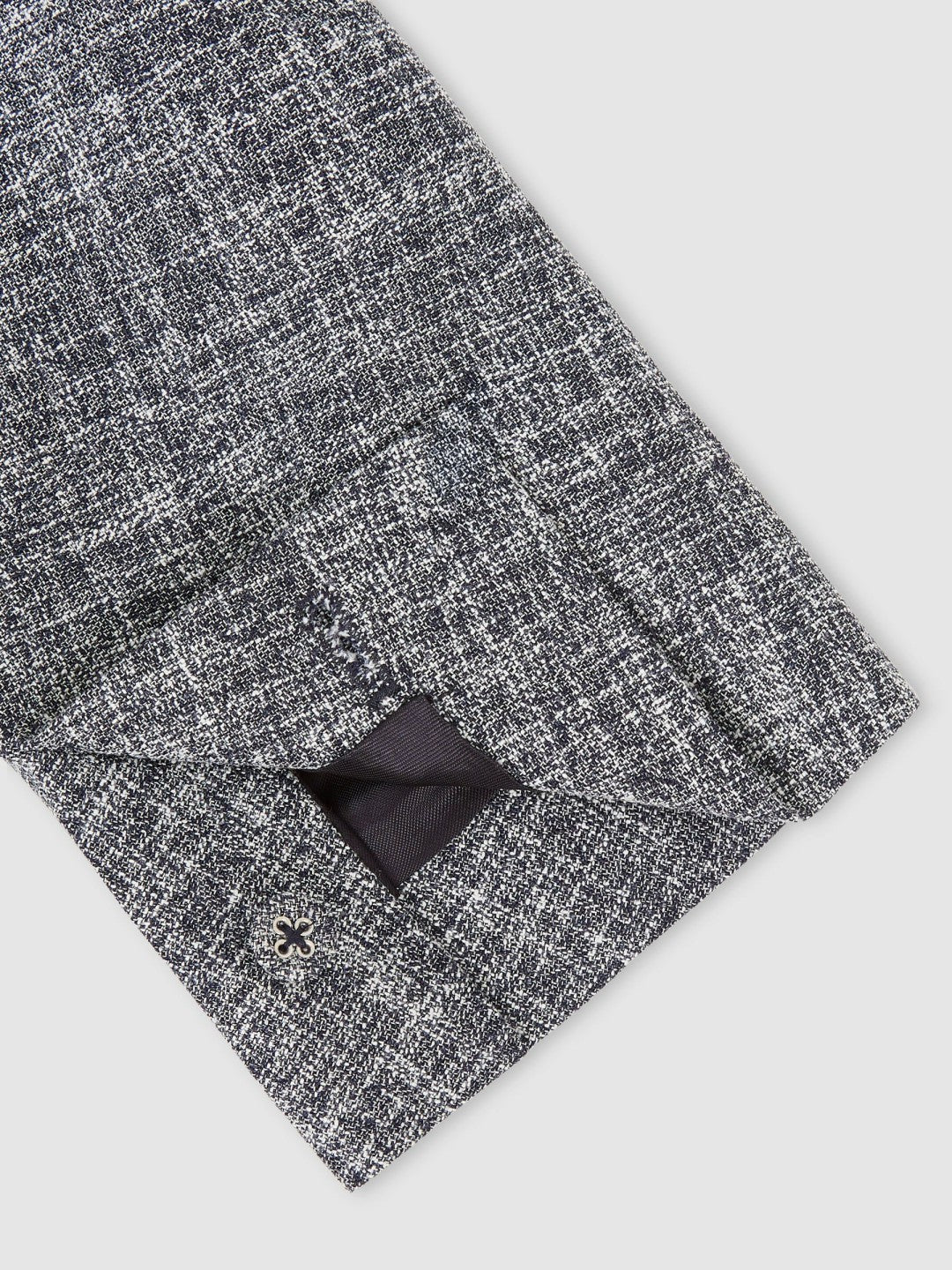 Single-Breasted Textured Mélange Blazer Slim-Fit Navy Melange | Mens