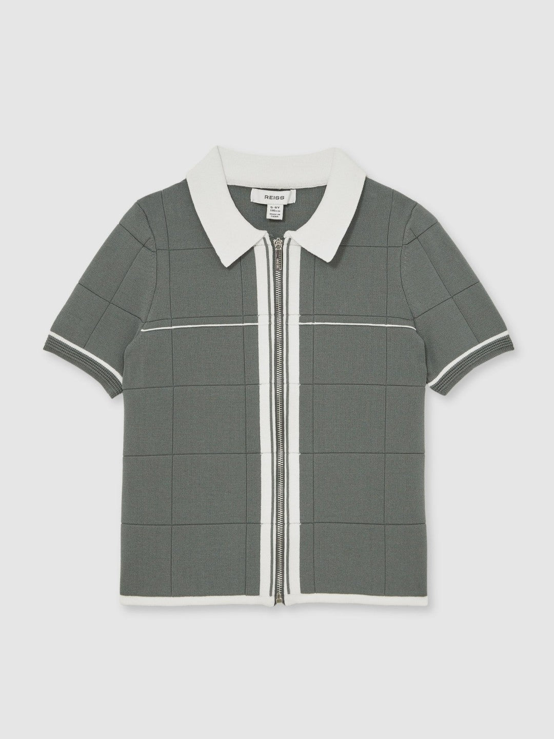 3-9 yrs Tipped Knit Zip-Through Shirt Dark Sage Green | Children