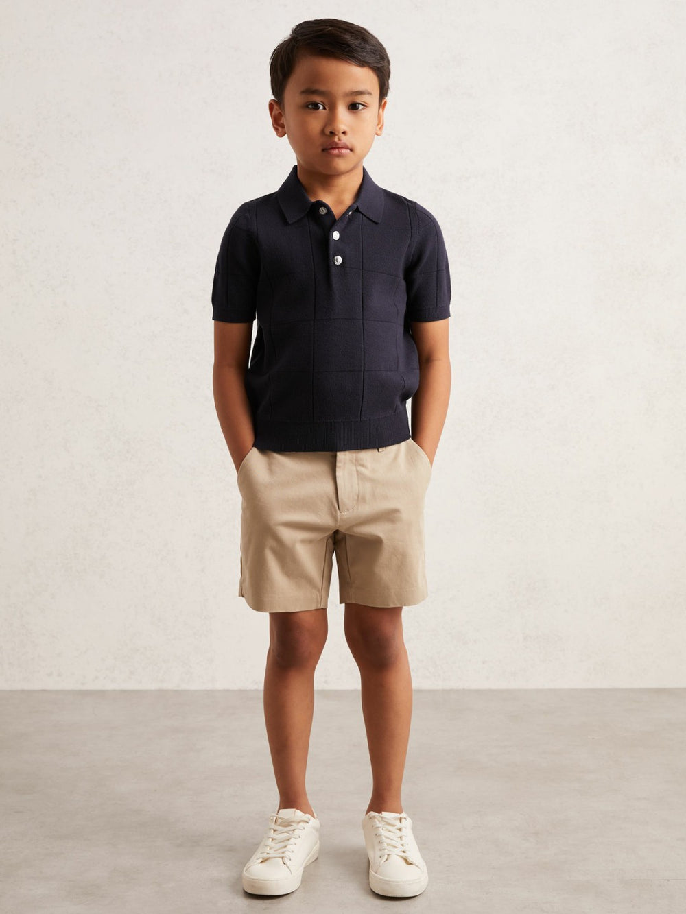 3-9 yrs Stitch-Detail Press-Stud Polo Shirt Navy Blue | Children