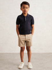 3-9 yrs Stitch-Detail Press-Stud Polo Shirt Navy Blue | Children