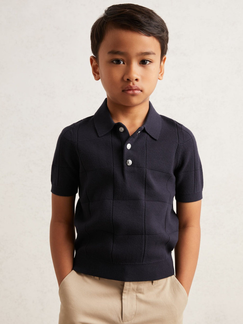 3-9 yrs Stitch-Detail Press-Stud Polo Shirt Navy Blue | Children
