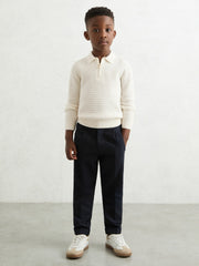 3-9 yrs Wool Waffle-Knit Half-Zip Polo Shirt Off White | Children