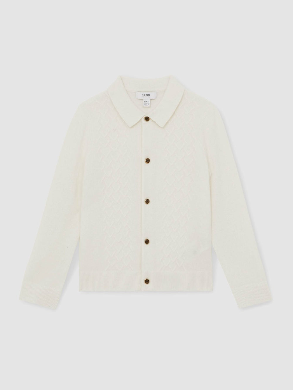 9-13 yrs Wool V-Stitch Button-Through Cardigan Off White | Children