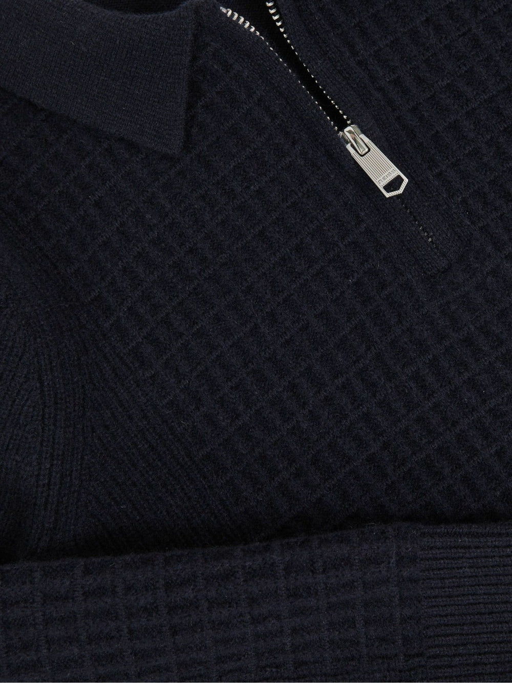 3-9 yrs Wool Waffle-Knit Half-Zip Polo Shirt Navy Blue | Children