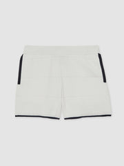 9-12 yrs Tipped Knit Stitch-Detail Shorts White/Navy | Children