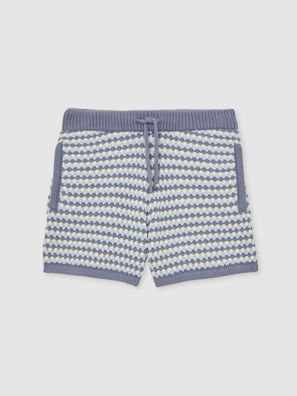 9-13 yrs Cotton-Blend Knitted Stripe Shorts Blue/White | Children