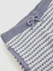 9-13 yrs Cotton-Blend Knitted Stripe Shorts Blue/White | Children