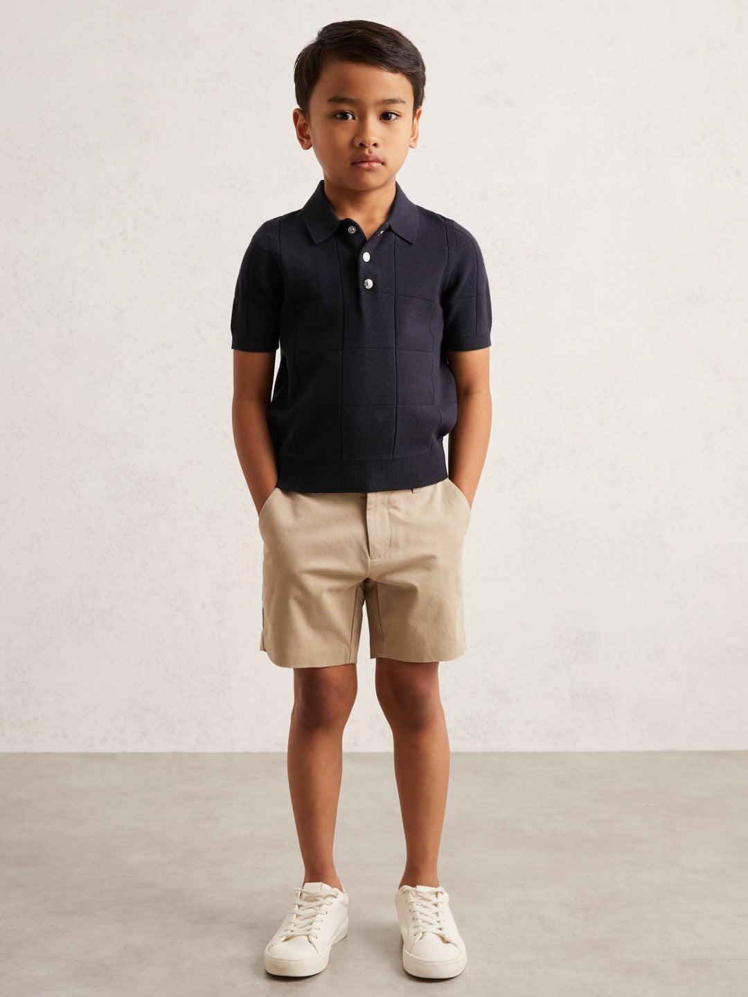 9-13 yrs Stitch-Detail Press-Stud Polo Shirt Navy Blue | Children