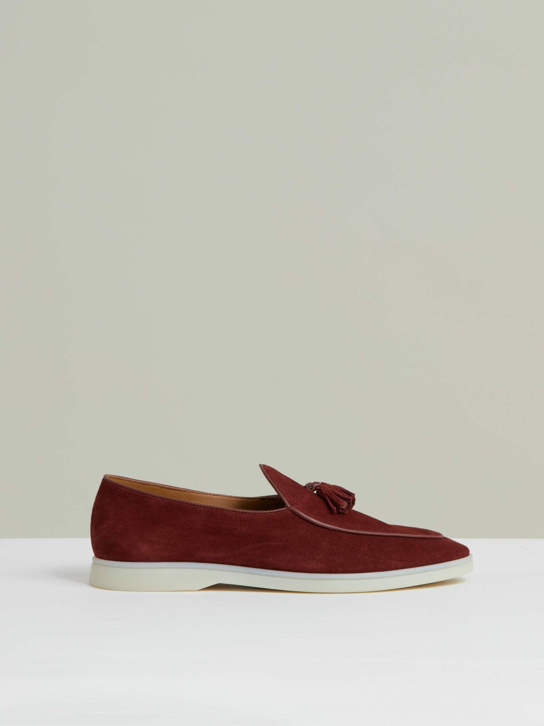 Suede Tassel Loafers Maroon Red | Mens