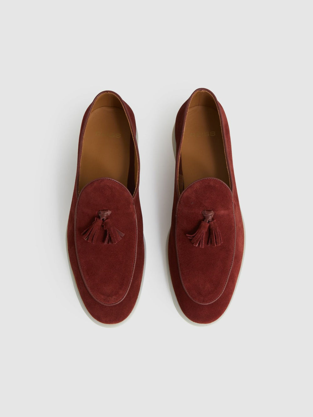 Suede Tassel Loafers Maroon Red | Mens