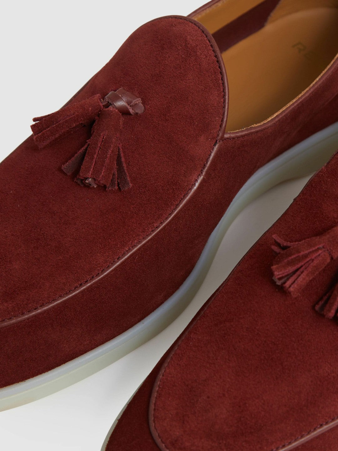 Suede Tassel Loafers Maroon Red | Mens