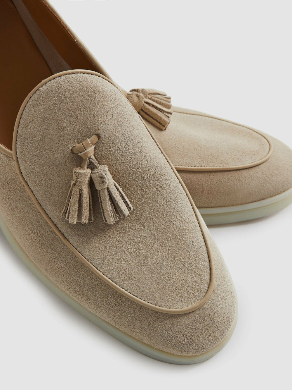 Suede Tassel Loafers Light Stone | Mens
