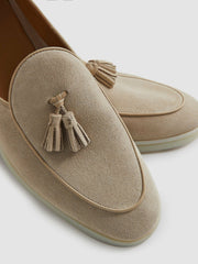 Suede Tassel Loafers Light Stone | Mens