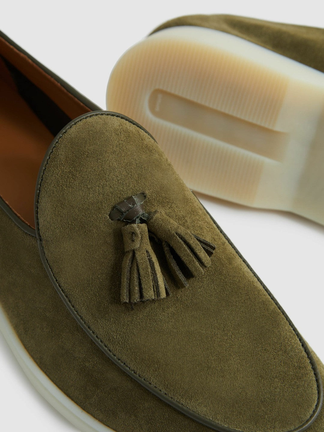 Suede Tassel Loafers Moss Green | Mens