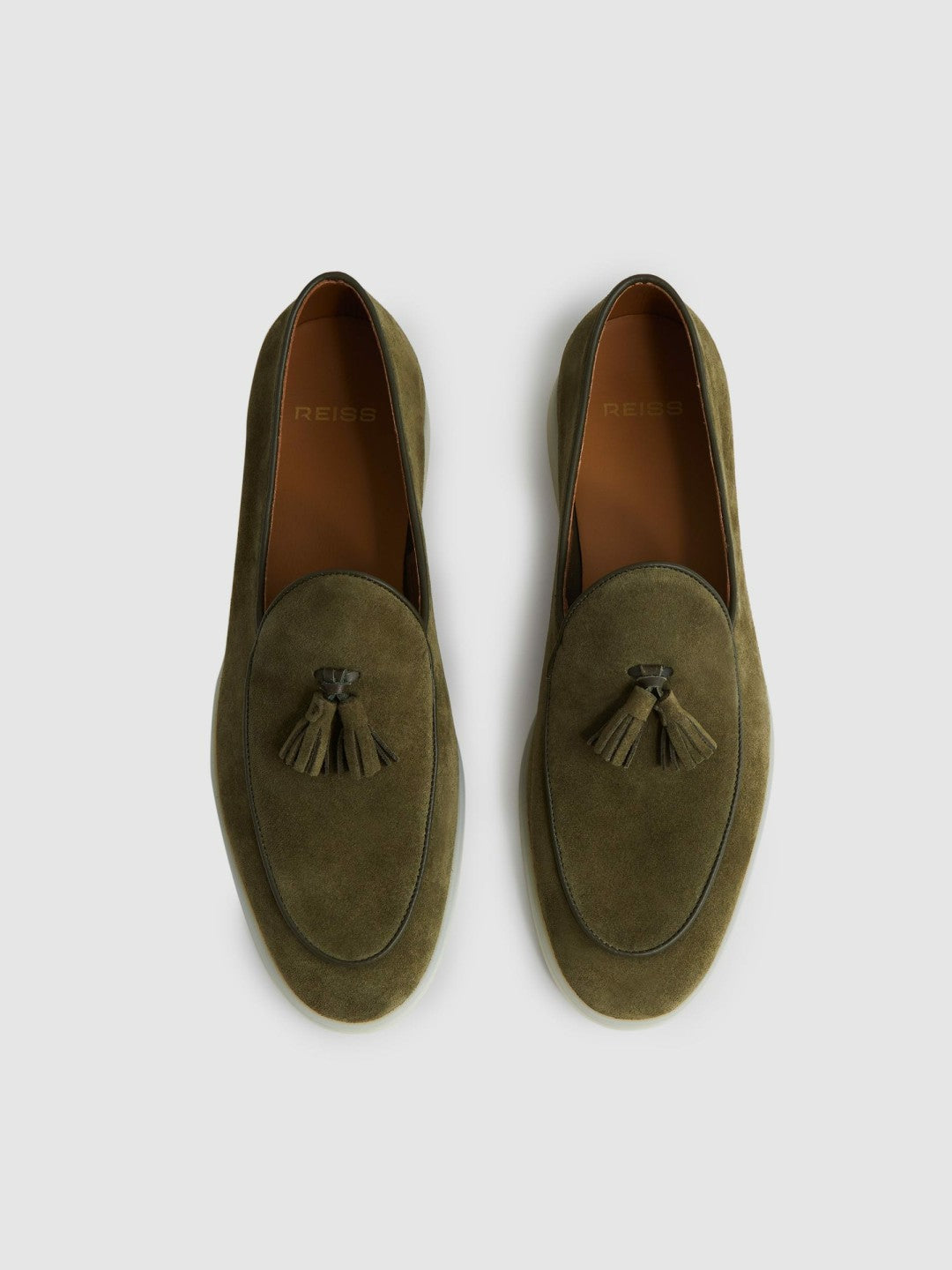 Suede Tassel Loafers Moss Green | Mens