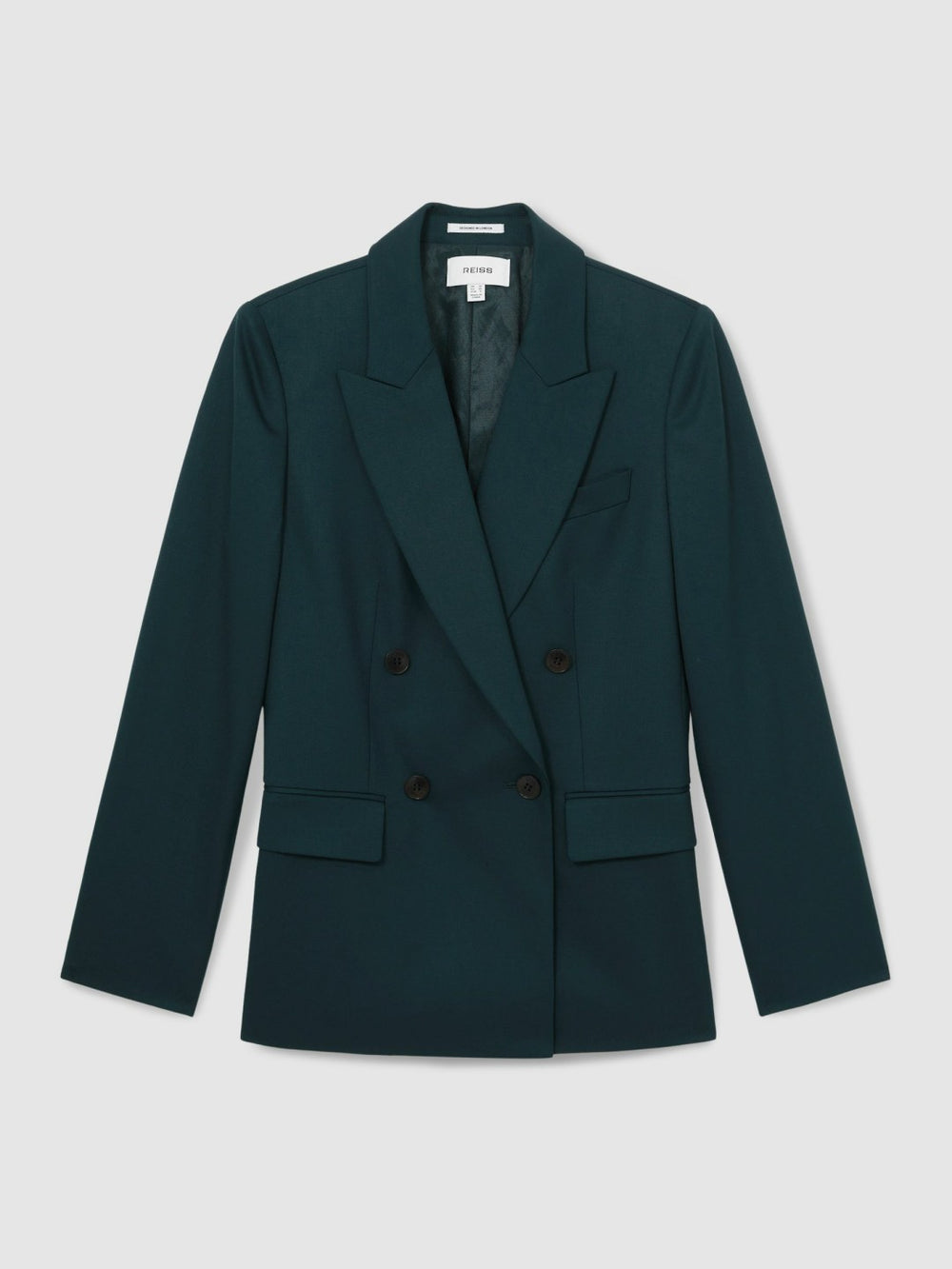 Wool-Blend Double-Breasted Suit Blazer Green | Womens