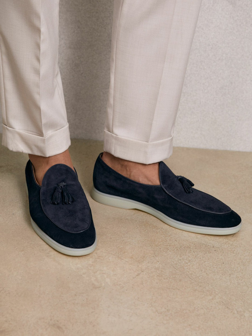 Suede Tassel Loafers Navy | Mens