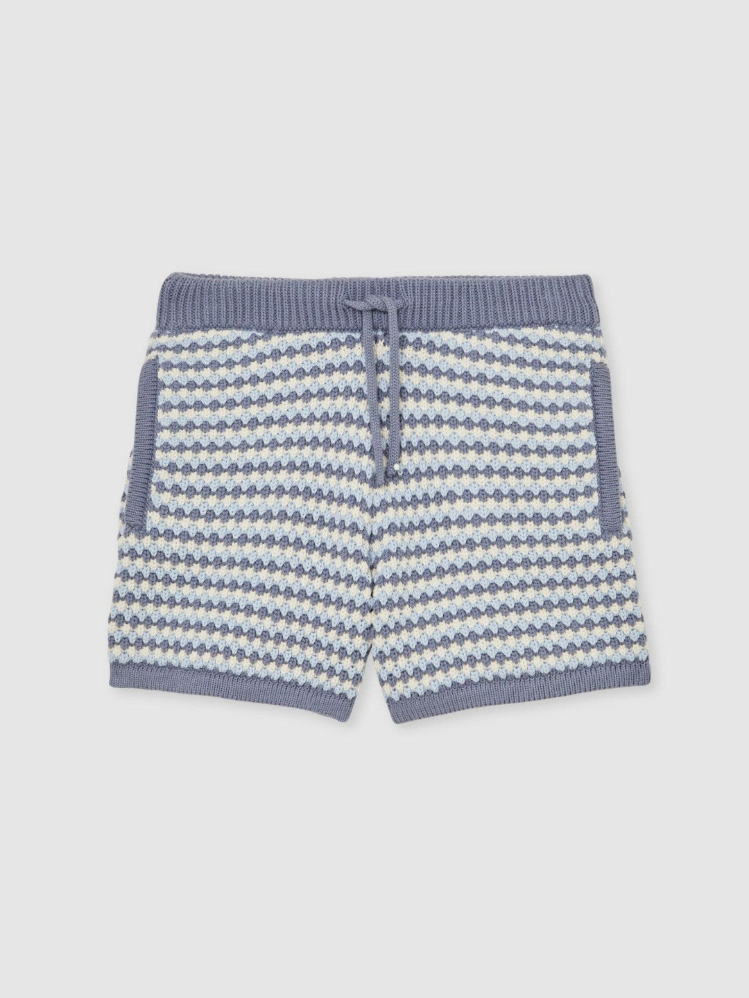 13-14 yrs Cotton-Blend Knitted Stripe Shorts Blue/White | Children