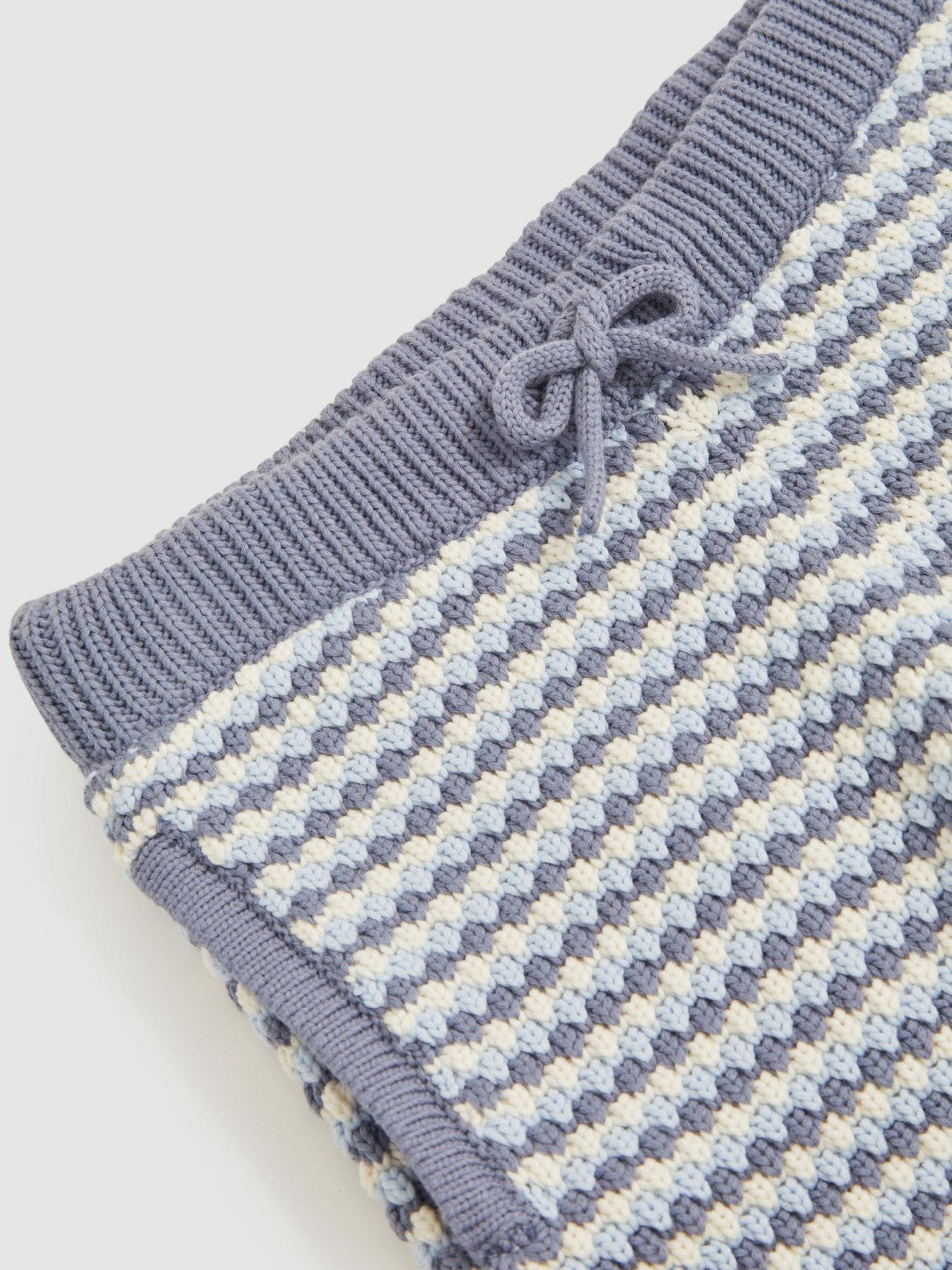 13-14 yrs Cotton-Blend Knitted Stripe Shorts Blue/White | Children