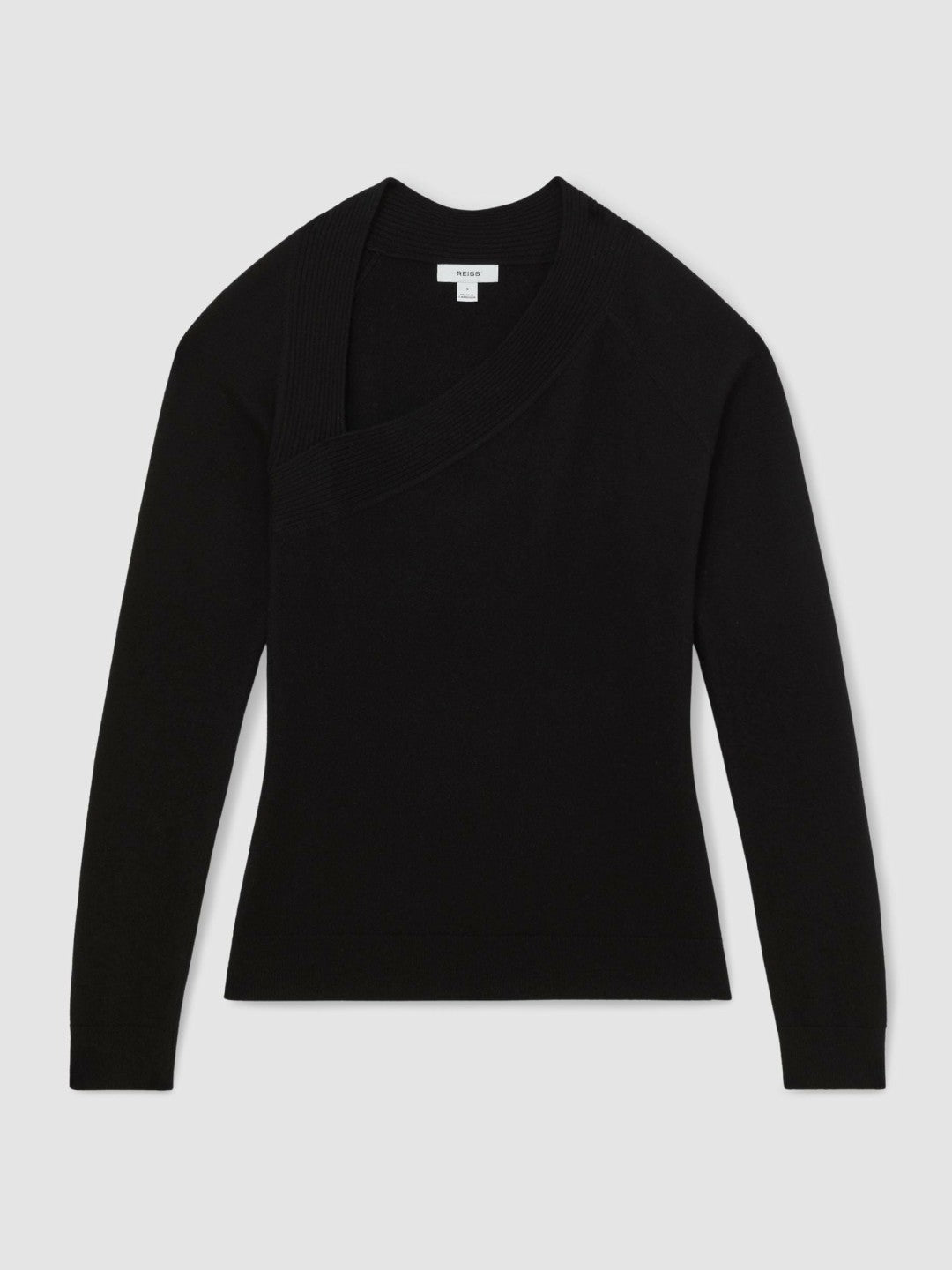 Wool-Blend Asymmetric Knit Top Black | Womens