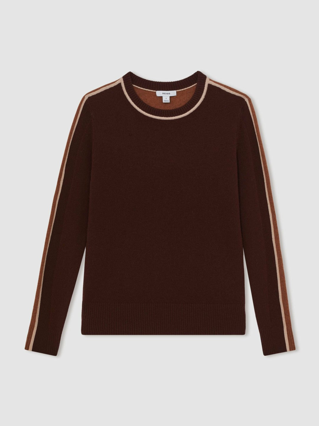 Wool-Blend Colour-Block Jumper With Cashmere Burgundy/Tan | Womens