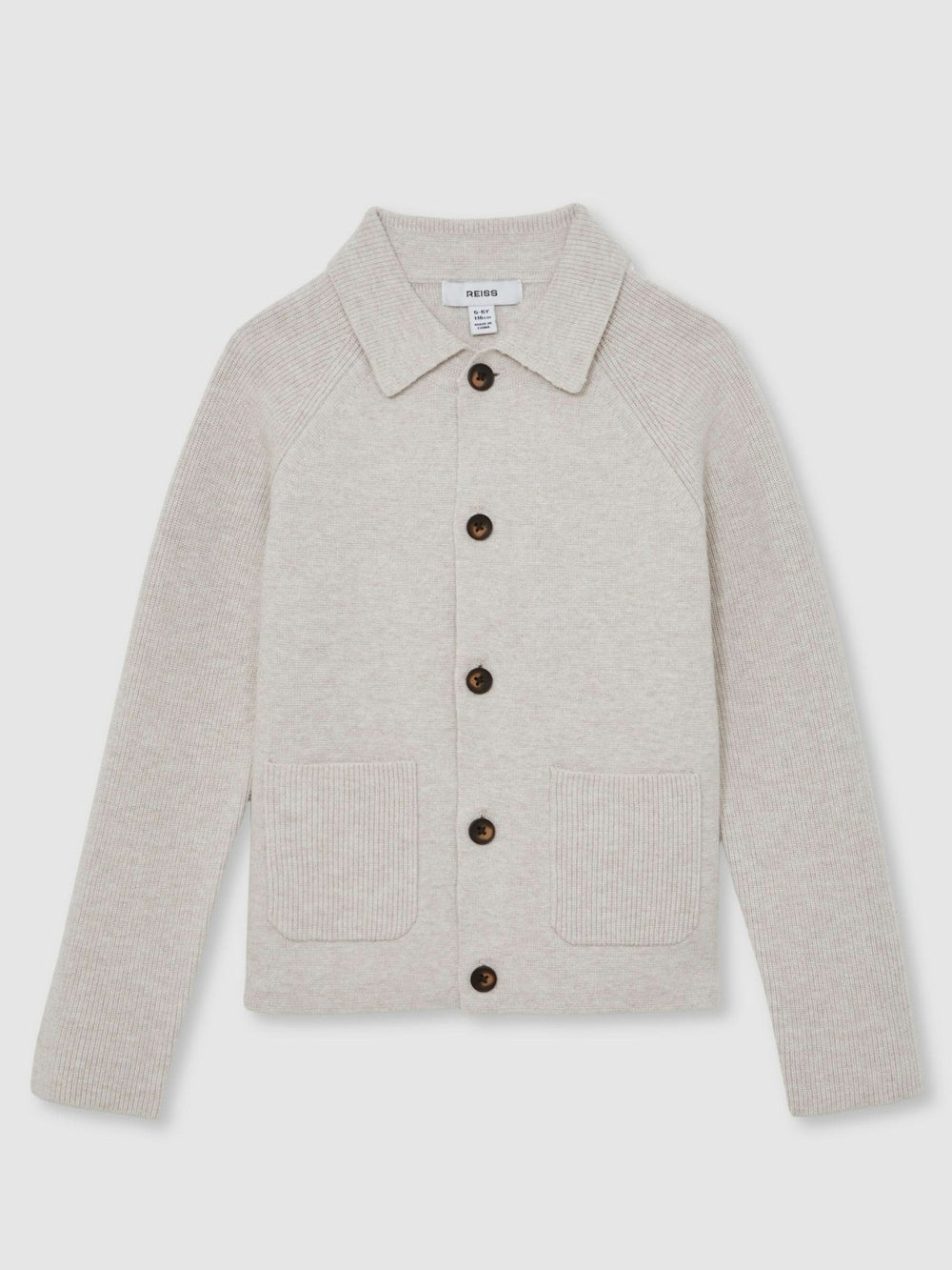 13-14 yrs Button-Through Knitted Cardigan Oatmeal Melange | Children