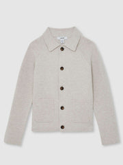 13-14 yrs Button-Through Knitted Cardigan Oatmeal Melange | Children