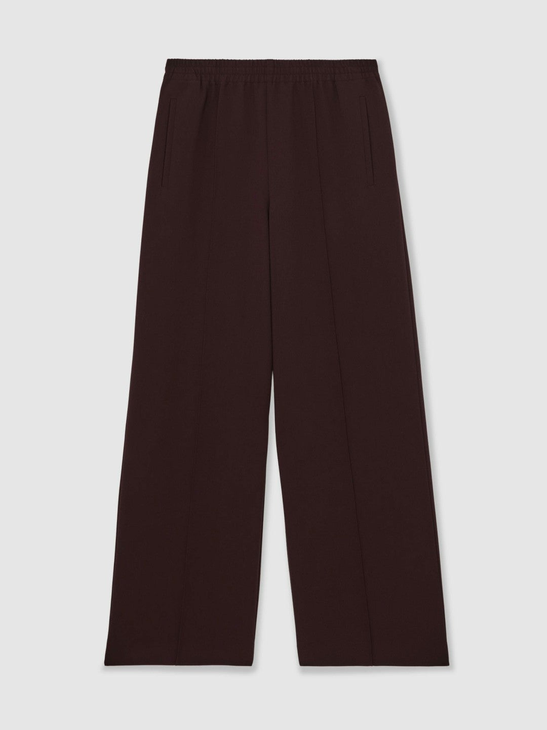 Wide Leg Elasticated Waist Trousers Burgundy | Womens