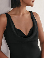 Cowl-Neck Sleeveless Maxi Dress Black | Womens