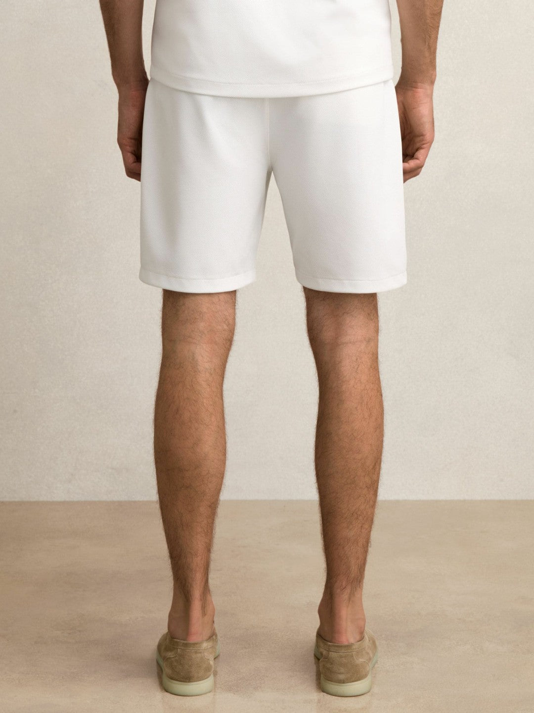 Textured Drawstring Shorts White | Mens