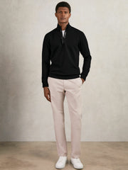 Leather-Placket Interlock Sweatshirt Black | Mens