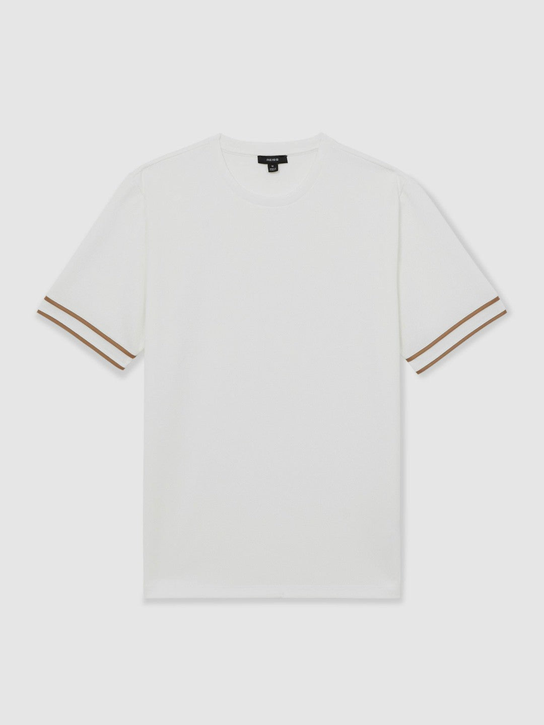 Textured Crew-Neck Tipped T-Shirt White | Mens