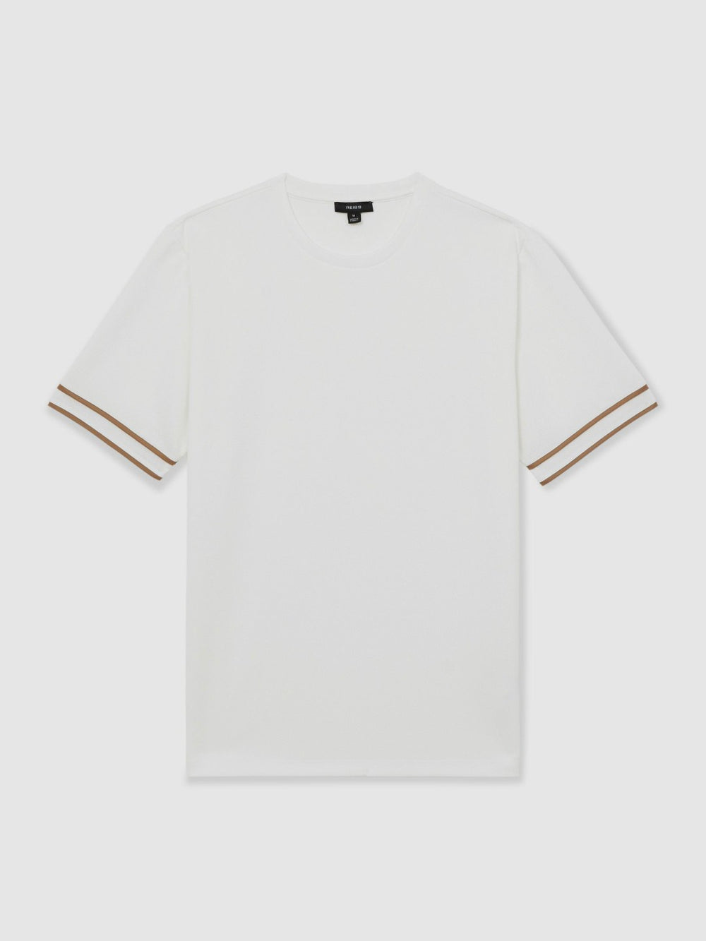 Textured Crew-Neck Tipped T-Shirt White | Mens