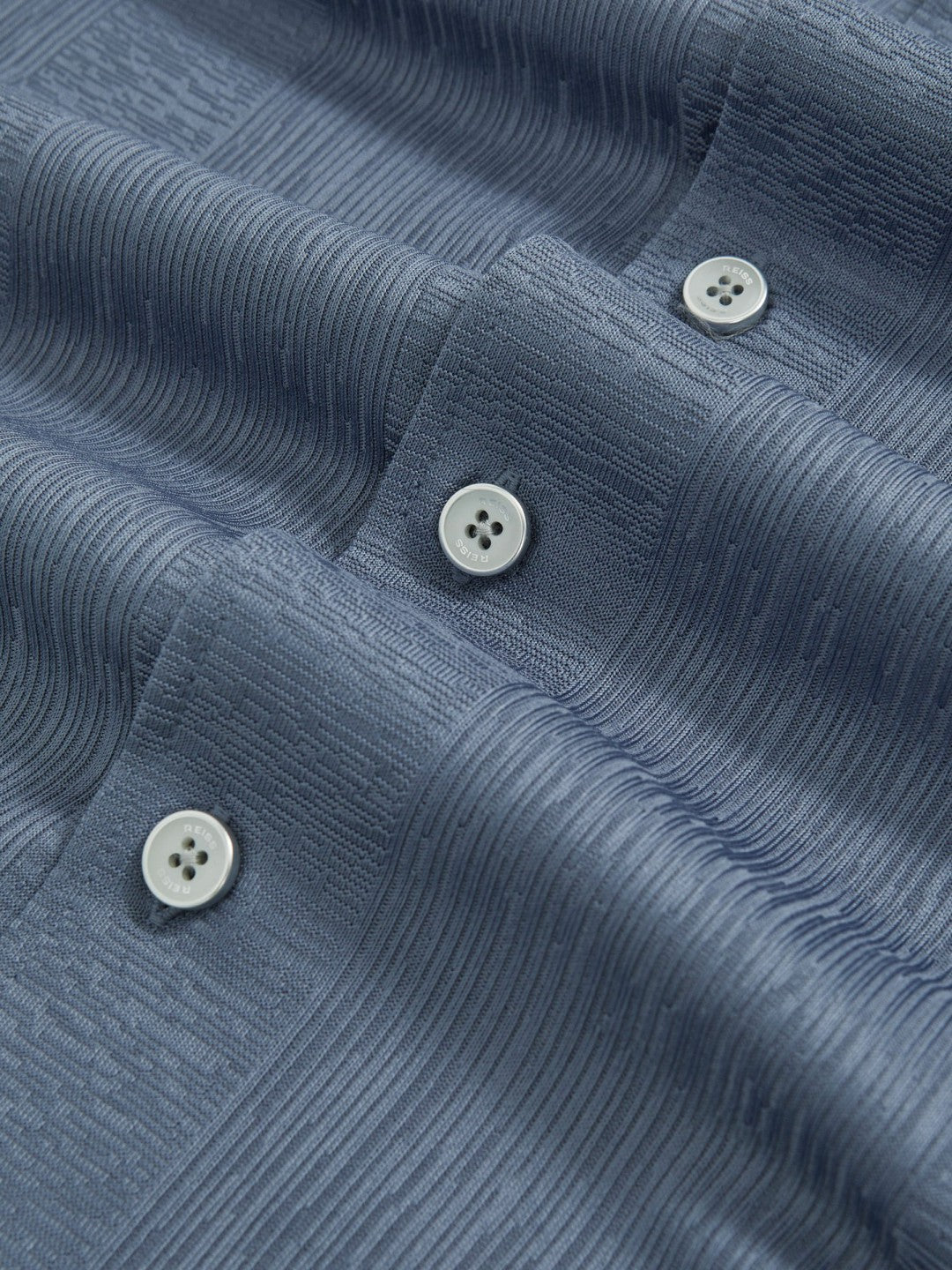 Jacquard-Stripe Cuban-Collar Shirt Airforce Blue | Mens