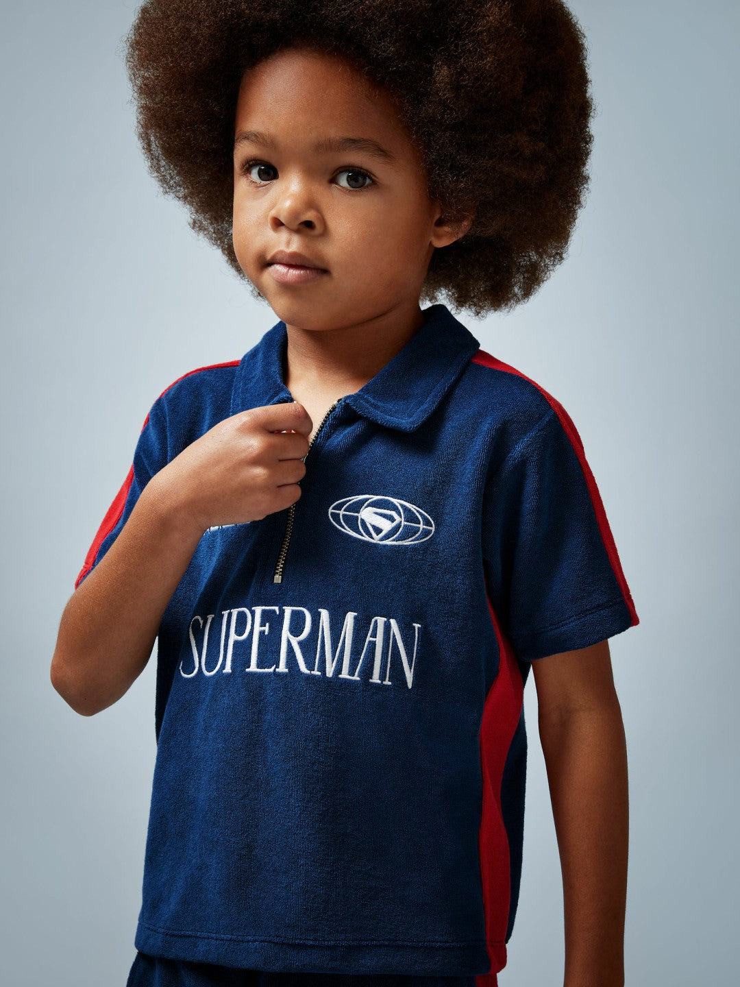 13-14 yrs Superman Towelling Polo Shirt Blue/Red | Children